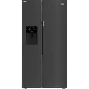 BEKO Pro HarvestFresh ASP33B32VPZ American-Style Fridge Freezer - Brushed Black Steel