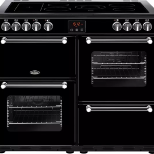 BELLING Kensington 100E Electric Ceramic Range Cooker - Black & Chrome