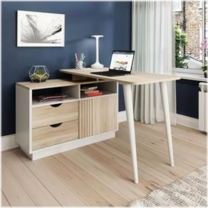 TEKNIK 7700006 Bridge Desk - White & Oak Effect